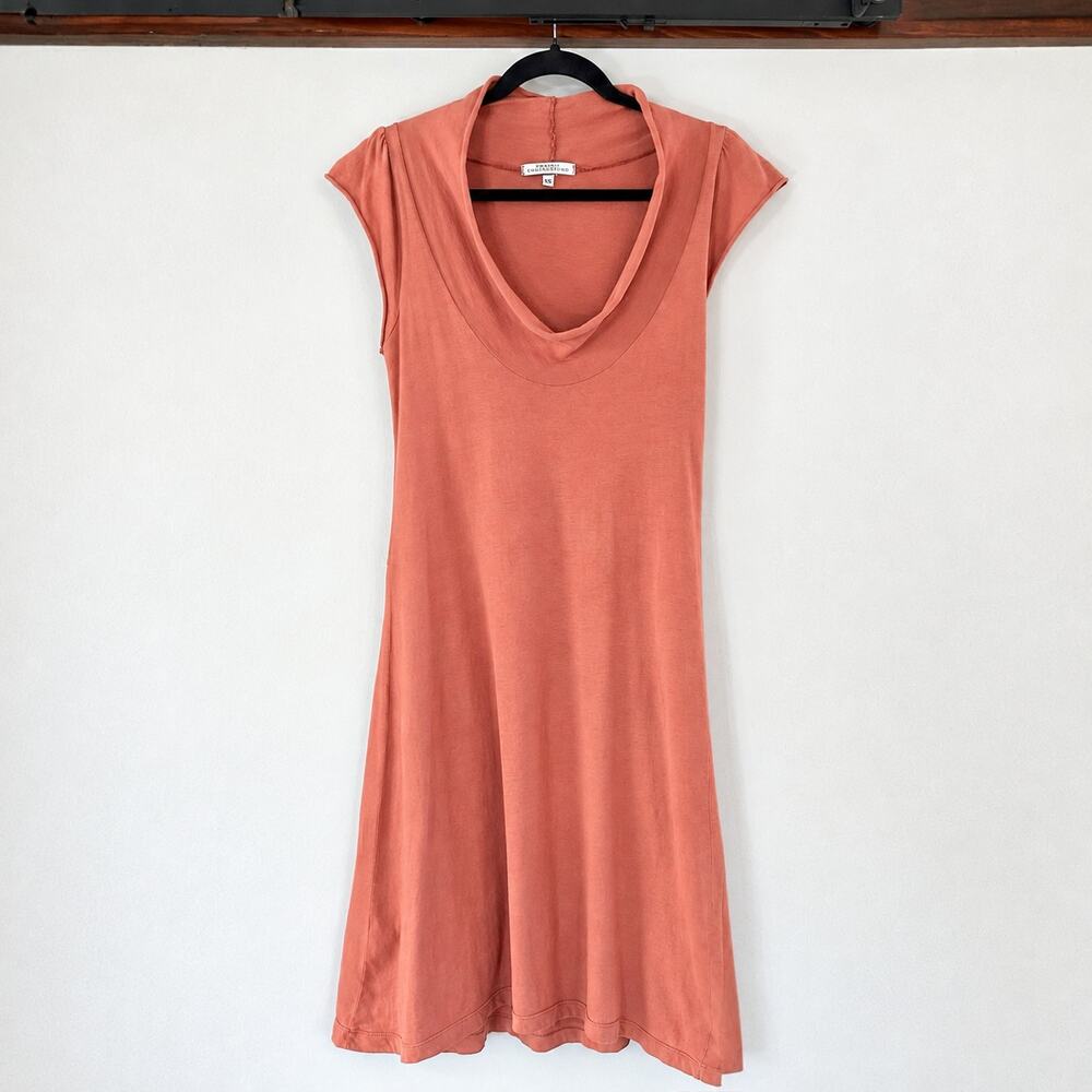 Prairie Underground Falconet Dress XS Coral Organic Cotton Cowl Neck Made USA
